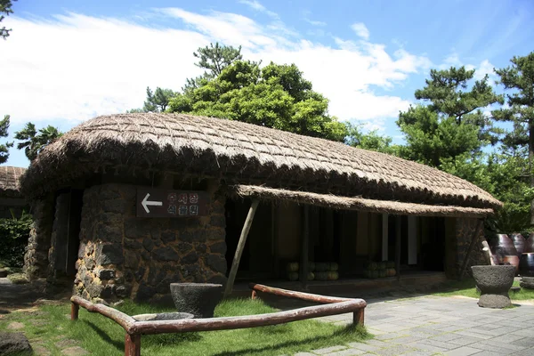传统的茅草的屋 — 图库照片