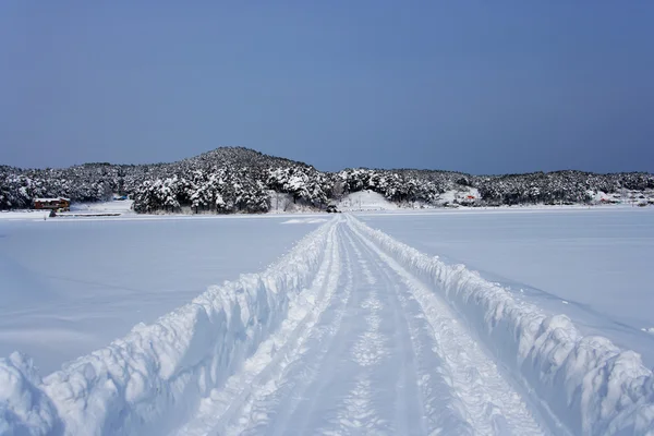 Snowy rural landscape in South Korea — Stock Photo, Image