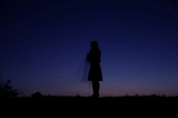 Langit malam dengan bayangan siluet — Stok Foto