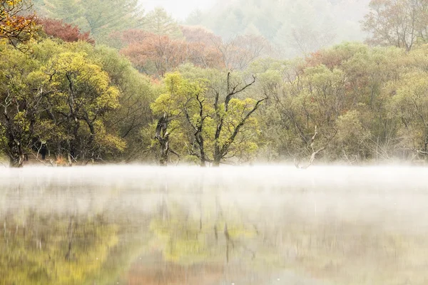 Podzimní krajina s krásnou Jusanji jezero — Stock fotografie