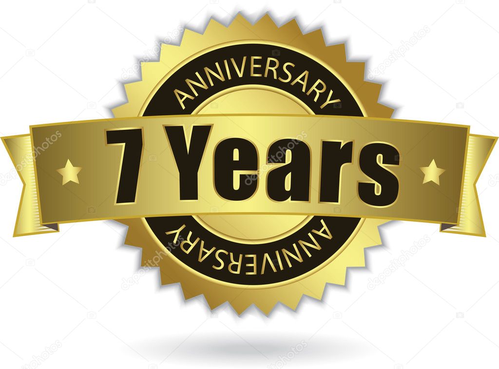 7 Year Work Anniversary 7 Years Anniversary" - Golden Stamp With Ribbon, Vector Eps 10 Stock Vector  Image By ©Harshmunjal #46267011