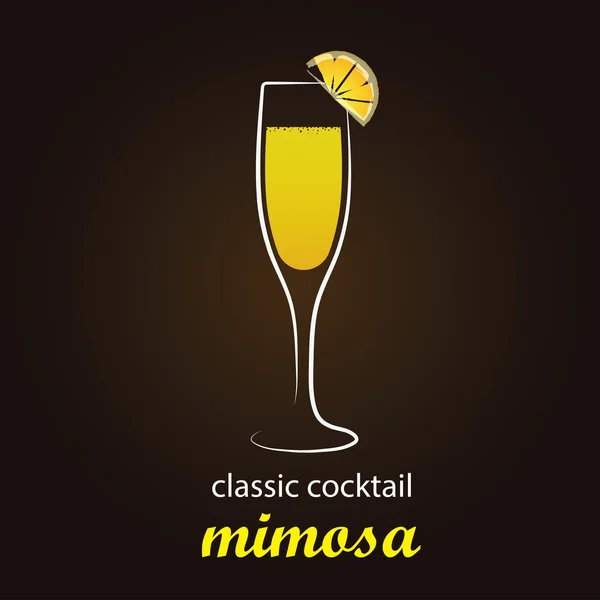 Cocktail Mimosa em vidro de flauta autêntico —  Vetores de Stock