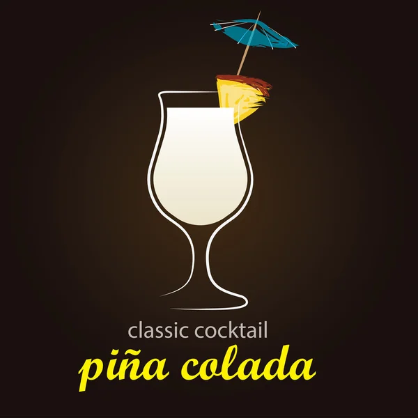 Pina Colada en auténtico vaso de Poco Grande — Vector de stock