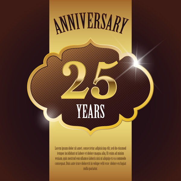 "25 Year Anniversary" - Elegant Golden Design Template , Background , Seal