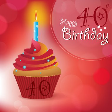 Happy 40th Birthday greeting, invitation, message clipart