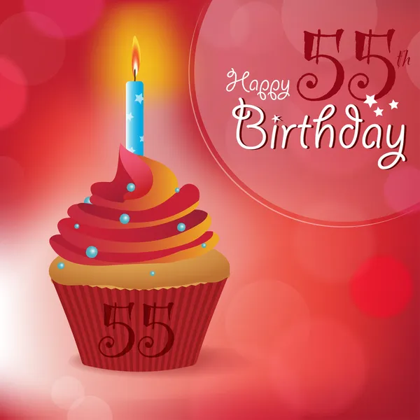 55 生日快乐问候，应邀请，消息mensaje de feliz cumpleaños 55 de felicitación, invitación, — 图库矢量图片