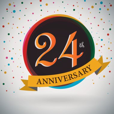 24 yıldönümü poster, retro tarzı - vektör arka plan tasarım şablonu