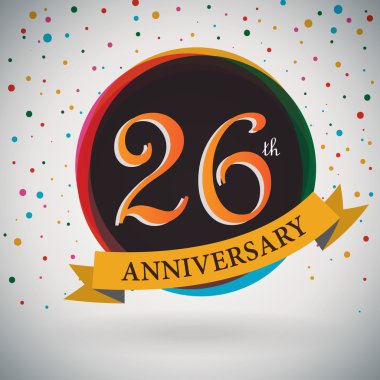 26 yıldönümü poster, retro tarzı - vektör arka plan tasarım şablonu