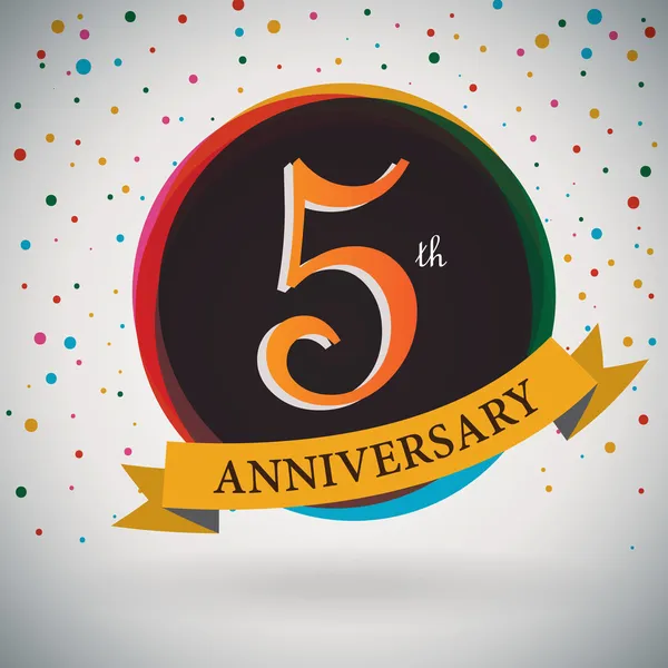 5th Anniversary poster , template design in retro style - Vector Background — Stock Vector