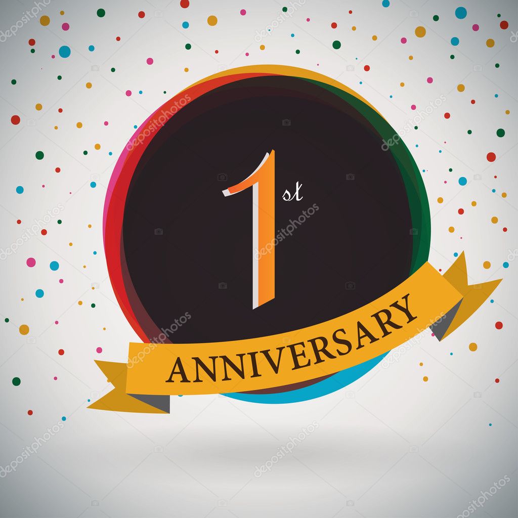 1st Anniversary poster , template design in retro style - Vector Background