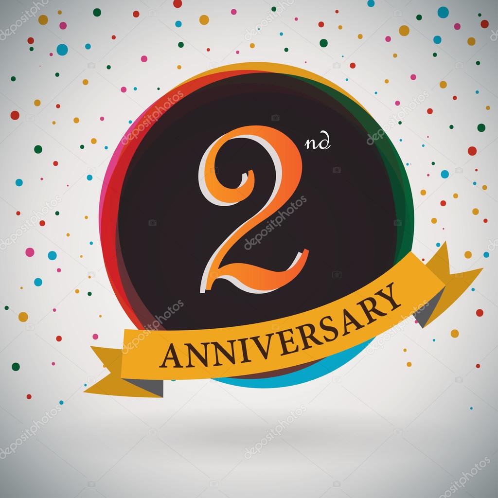 2nd Anniversary poster , template design in retro style - Vector Background