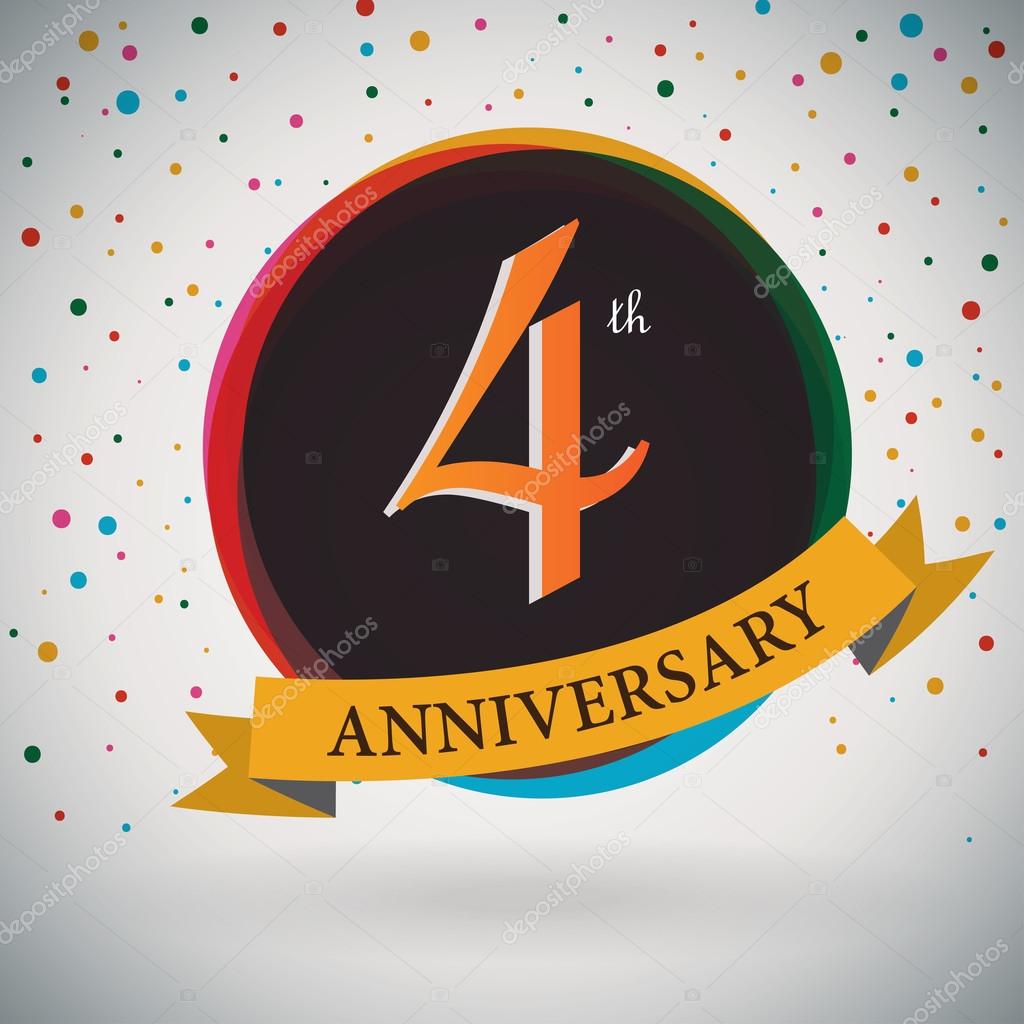 4th Anniversary poster , template design in retro style - Vector Background