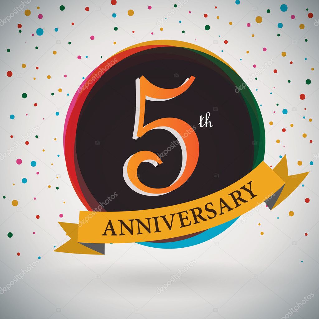 5th Anniversary poster , template design in retro style - Vector Background