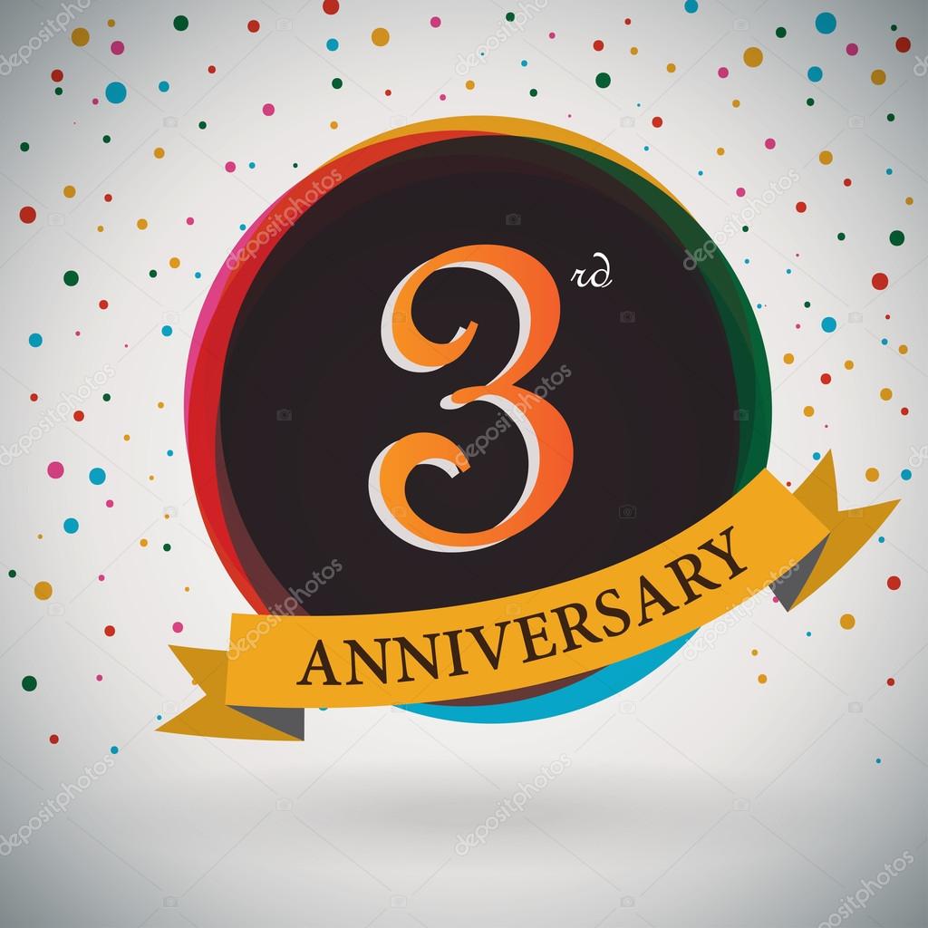 3rd Anniversary poster , template design in retro style - Vector Background
