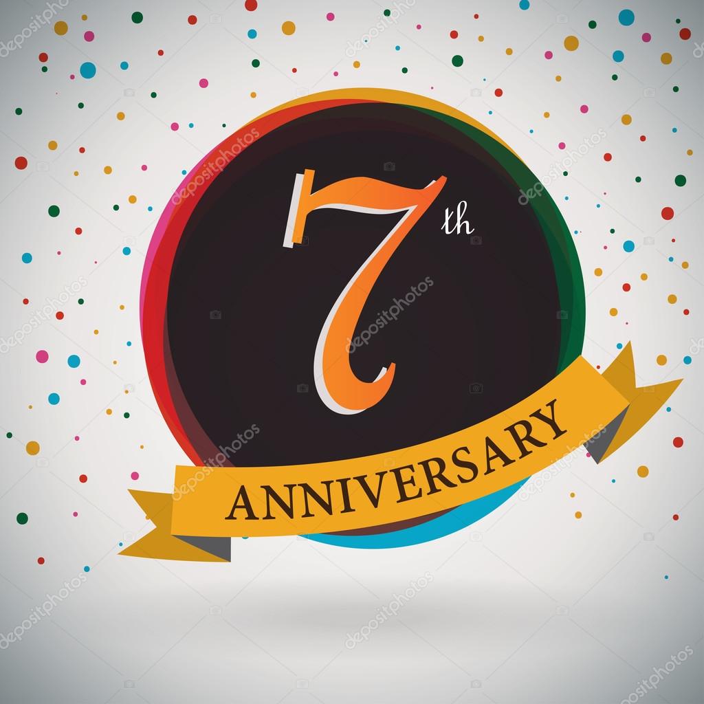 7th Anniversary poster, template design in retro style - Vector Background