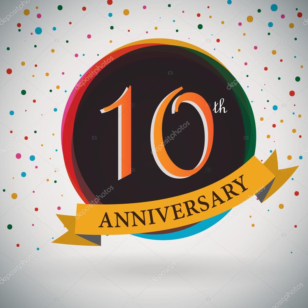 10th Anniversary poster, template design in retro style - Vector Background