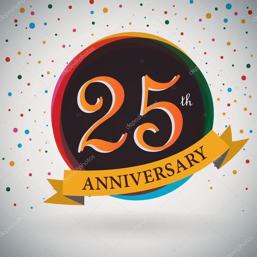 25th Anniversary poster, template design in retro style - Vector Background