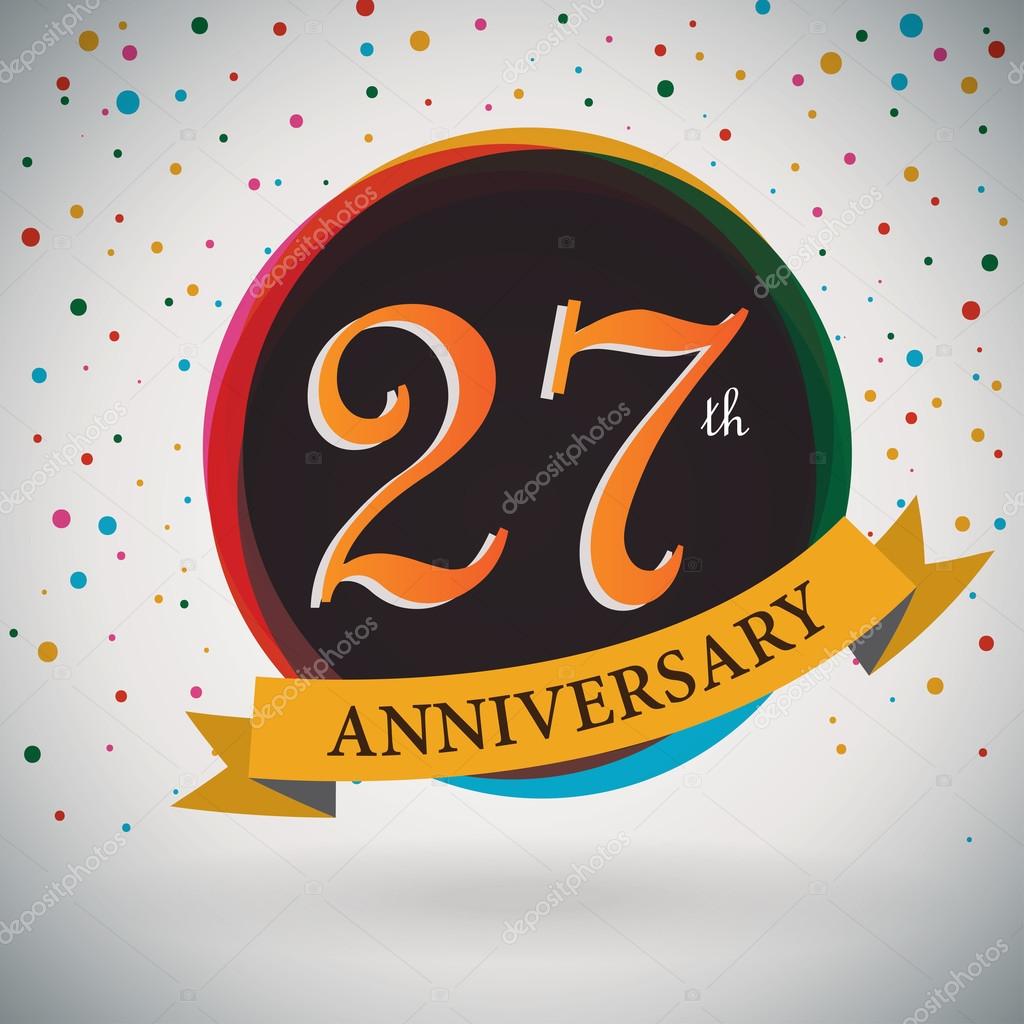 27th Anniversary poster, template design in retro style - Vector Background