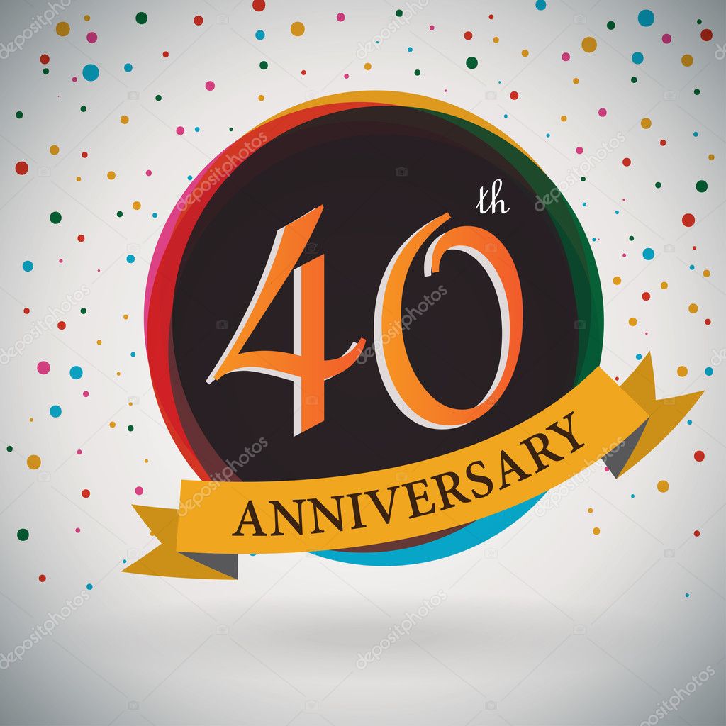 40th Anniversary poster, template design in retro style - Vector Background