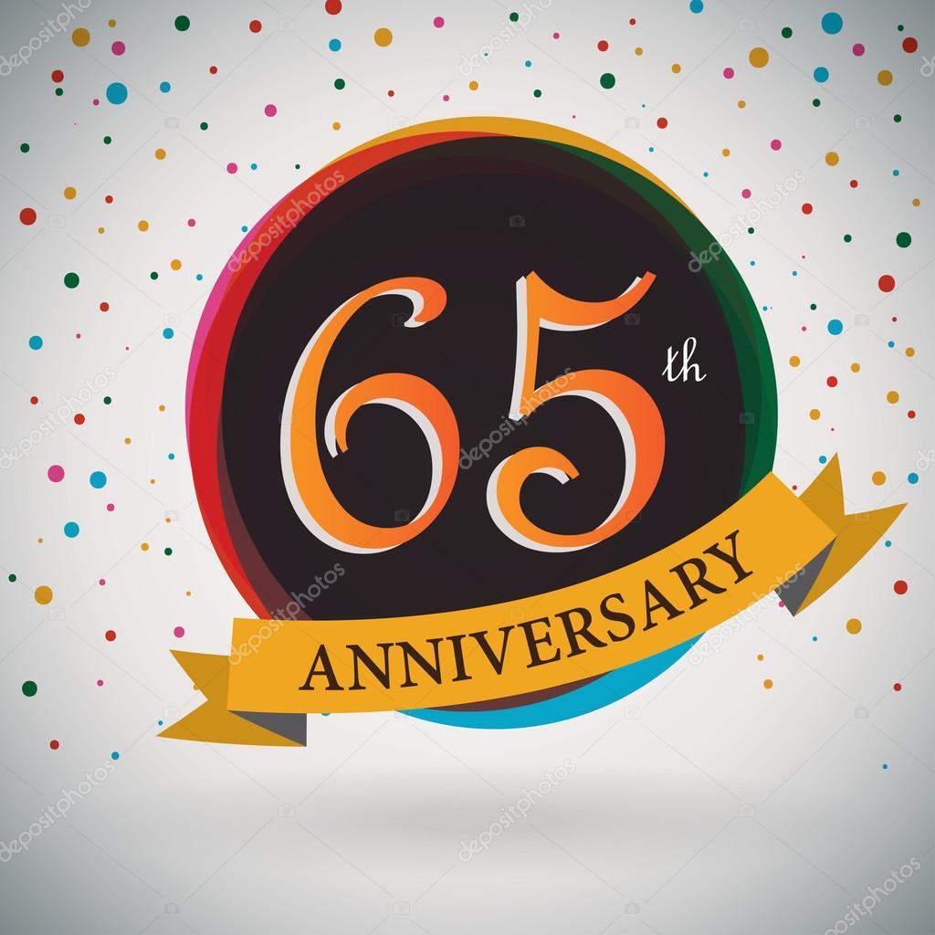 65th Anniversary poster, template design in retro style - Vector Background