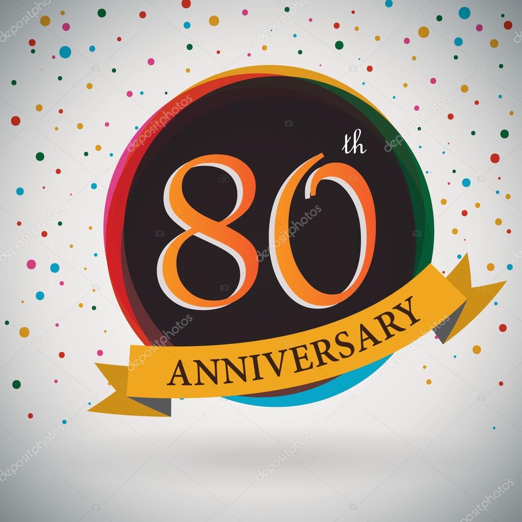 80th Anniversary poster, template design in retro style - Vector Background