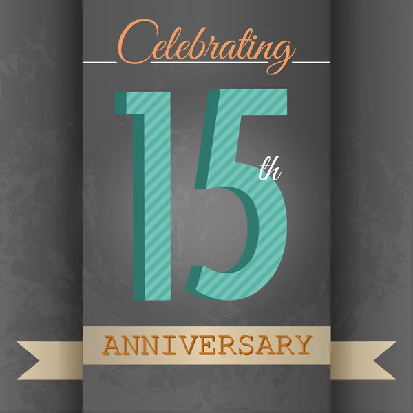 15th Anniversary poster , template design in retro style - Vector Background — Stock Vector