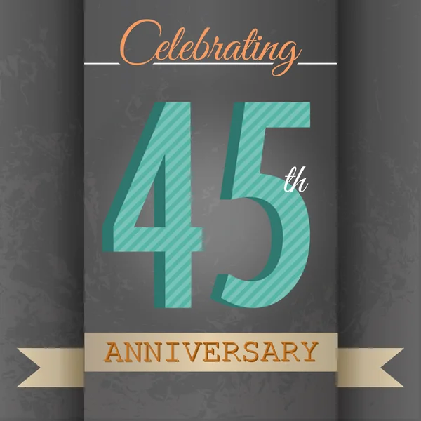 45th Anniversary poster , template design in retro style - Vector Background — Stock Vector