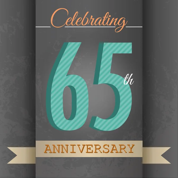65th Anniversary poster , template design in retro style - Vector Background — Stock Vector