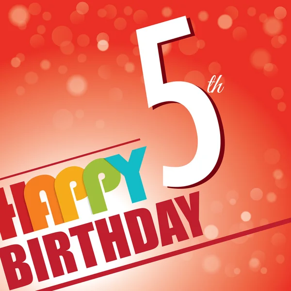 5th Birthday party invite,template design in bright and colourful retro style - Vector — Stock Vector