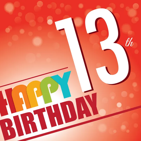 13 Invito alla festa di compleanno, modello di design in stile retrò luminoso e colorato - Vettore — Vettoriale Stock