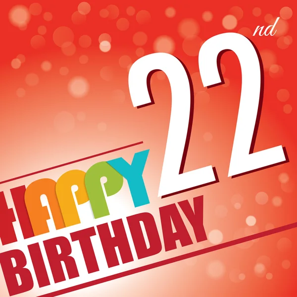 22ª fiesta de cumpleaños invitan, plantilla de diseño en estilo retro brillante y colorido - Vector — Vector de stock