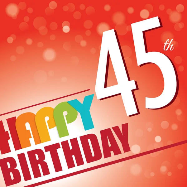 45th Birthday party invite,template design in bright and colourful retro style - Vector — Stock Vector
