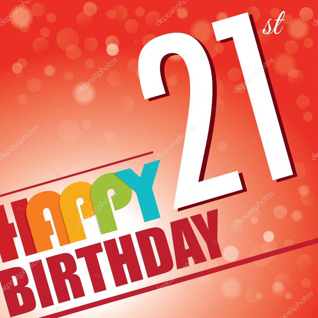 21st Birthday party invite,template design in bright and colourful retro style - Vector