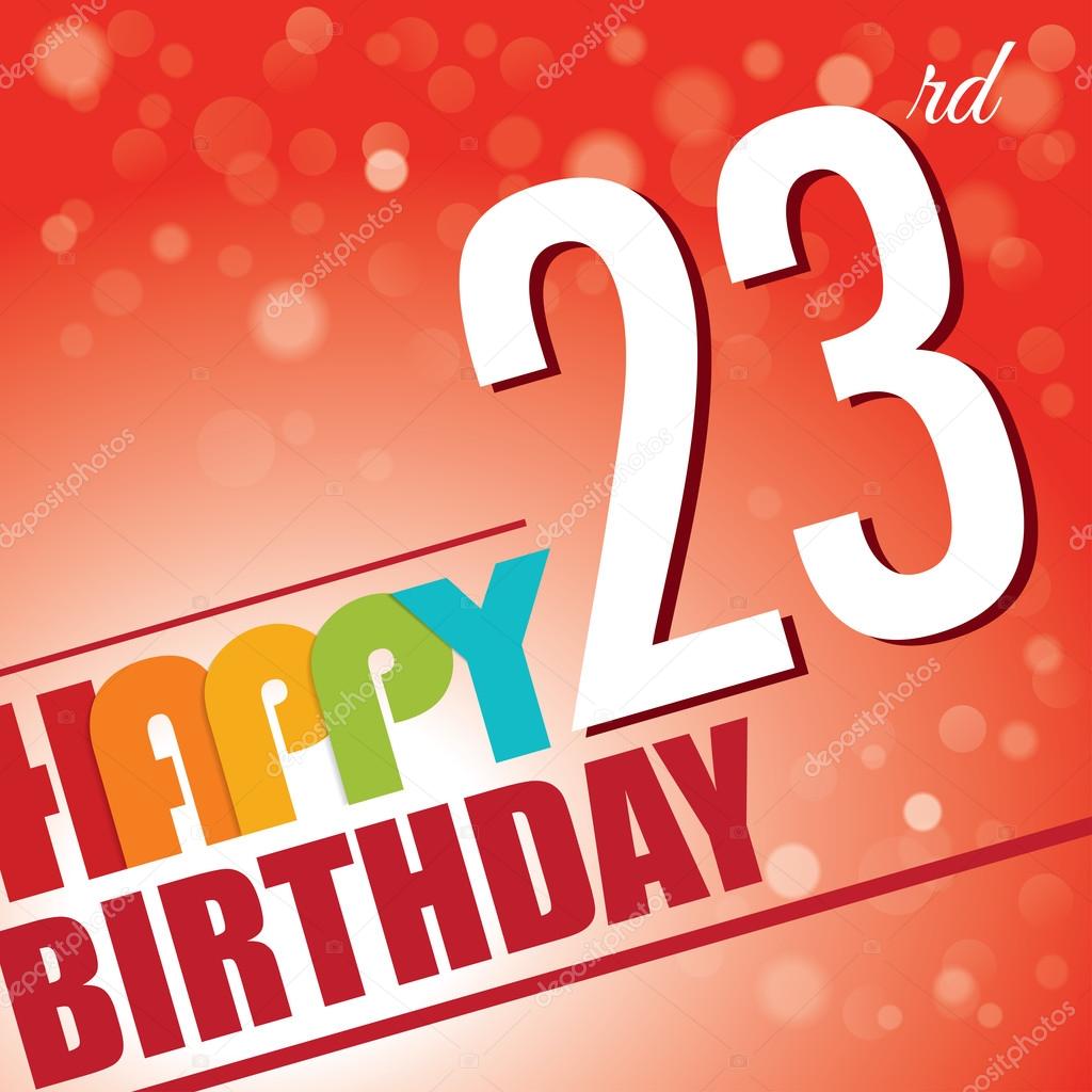 23rd Birthday party invite,template design in bright and colourful retro style - Vector