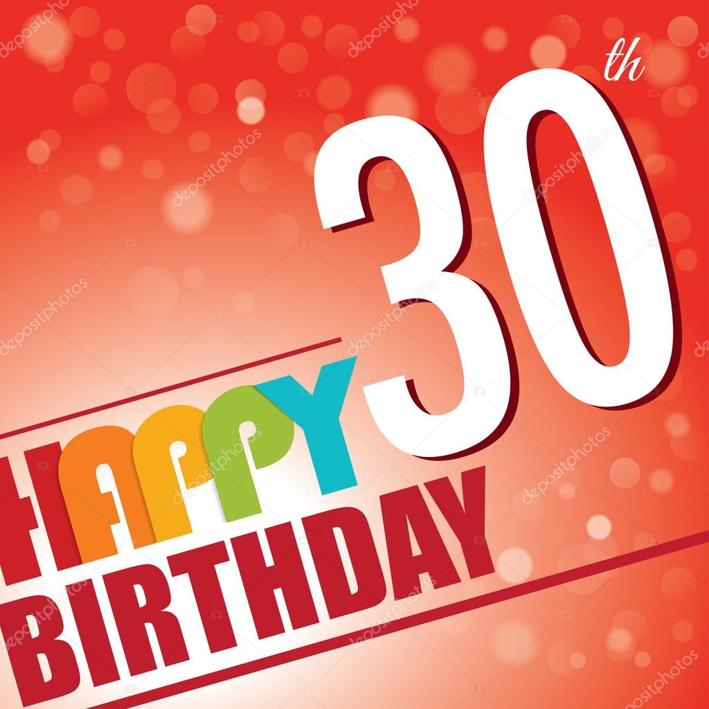 30th Birthday party invite,template design in bright and colourful retro style - Vector
