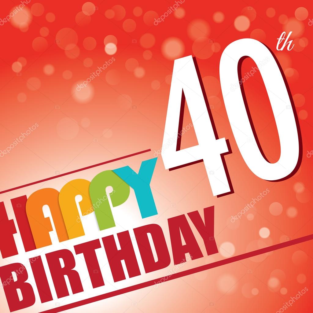 40th Birthday party invite,template design in bright and colourful retro style - Vector