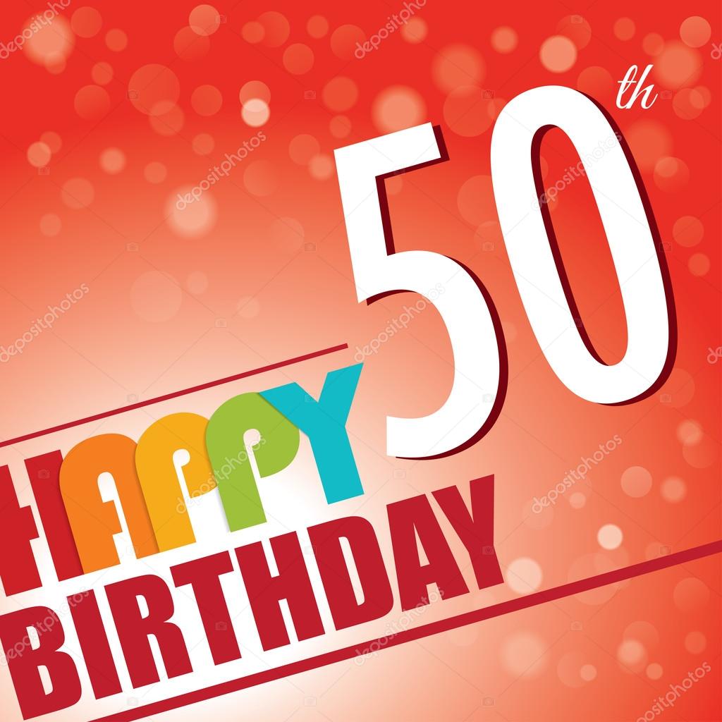 50th Birthday party invite,template design in bright and colourful retro style - Vector