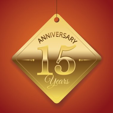 15 yıl yıldönümü poster, şablon, etiket tasarım vektör