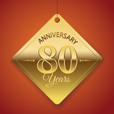 80 yıl yıldönümü poster, şablon, etiket tasarım vektör