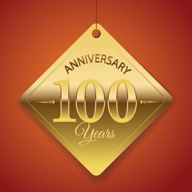 100 yıl yıldönümü poster, şablon, etiket tasarım vektör