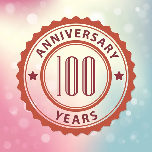 "100 Years Anniversary" - Retro style seal, with colorful bokeh background EPS 10 vector — Stock Vector