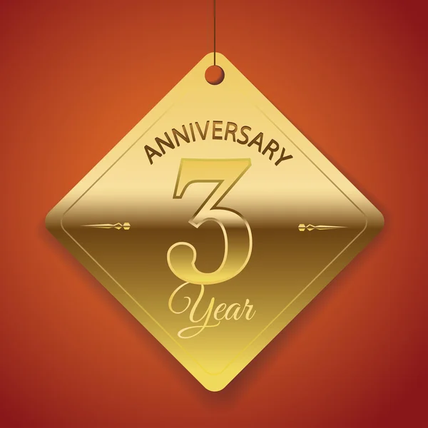3 Years Anniversary poster , template, tag design Vector — Stock Vector