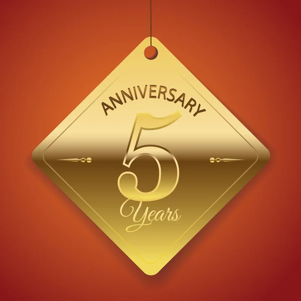 Póster de aniversario de 5 años, plantilla, diseño de etiquetas Vector — Vector de stock