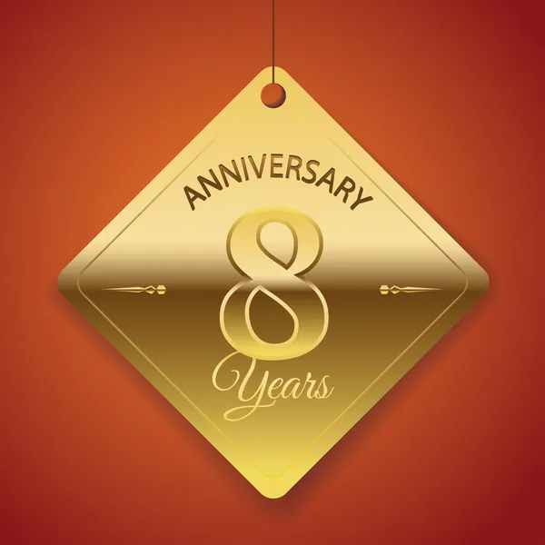 Cartel de aniversario de 8 años, plantilla, diseño de etiquetas Vector — Vector de stock