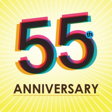 55 Years Anniversary poster , template, tag design Vector clipart