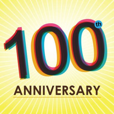 100 yıl yıldönümü poster, şablon, etiket tasarım vektör