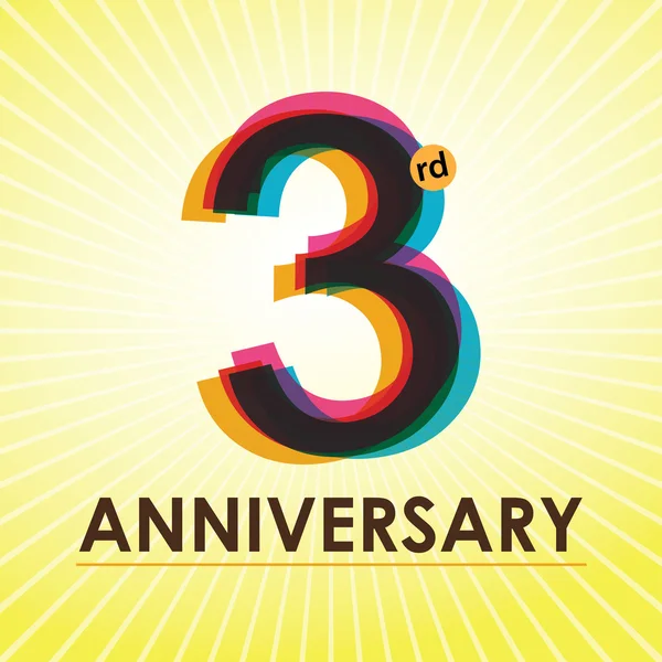 3 Years Anniversary poster , template, tag design Vector — Stock Vector