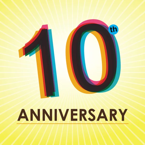 10 Años Aniversario cartel, plantilla, tag design Vector — Vector de stock