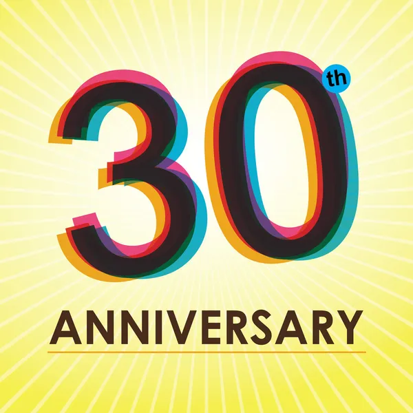 30 Anos Cartaz de aniversário, modelo, tag design Vector —  Vetores de Stock