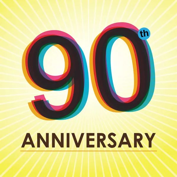 90 Ans poster anniversaire, modèle, tag design vectoriel — Image vectorielle